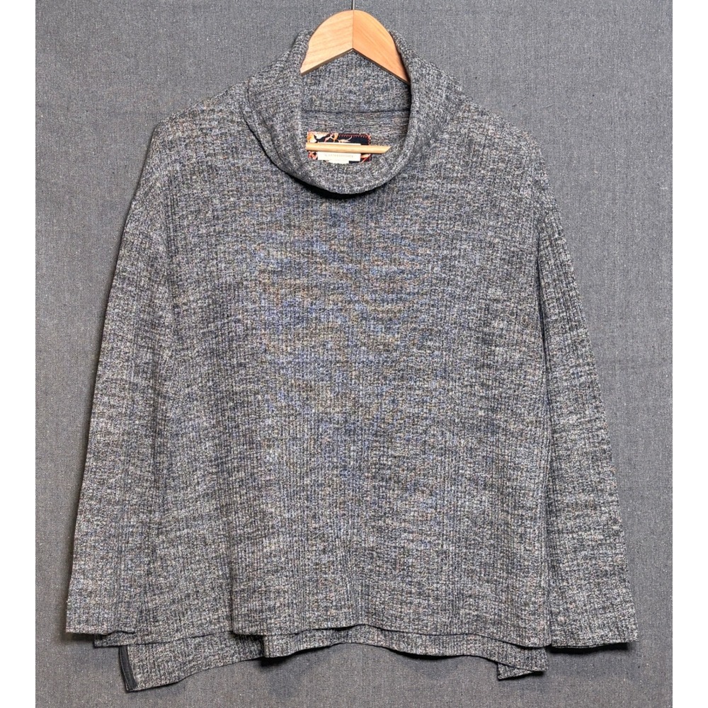 Maeve Anthropologie Womens Grey Marl Cowl Neck Textured Knit Boxy‎ Sweater Small